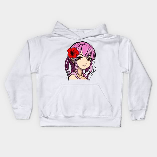 Cute anime girl Kids Hoodie by Maria Zavoychinskiy 